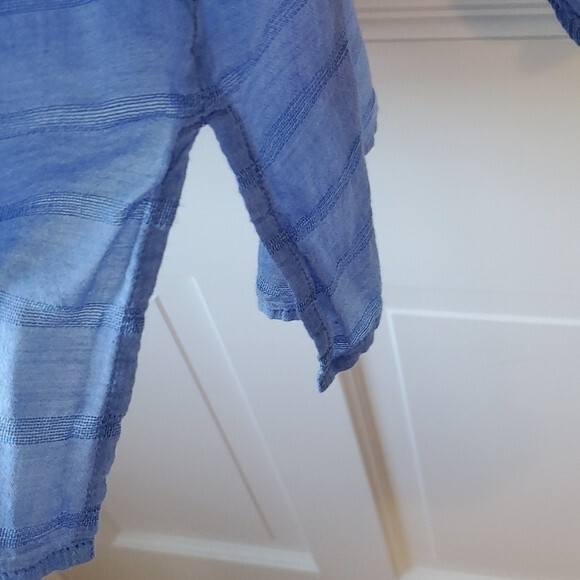 GAP LIGHT COTTON TUNIC TOP BLUE LARGE BOJO AIRY GAUZY BEACHY PREPPY COASTAL - Picture 5 of 8